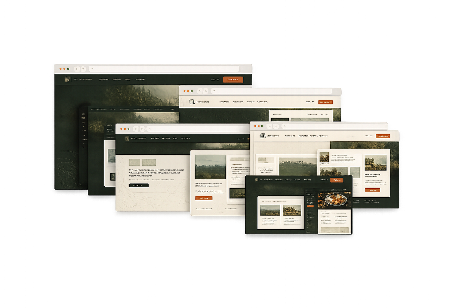 Overlapping website project previews.